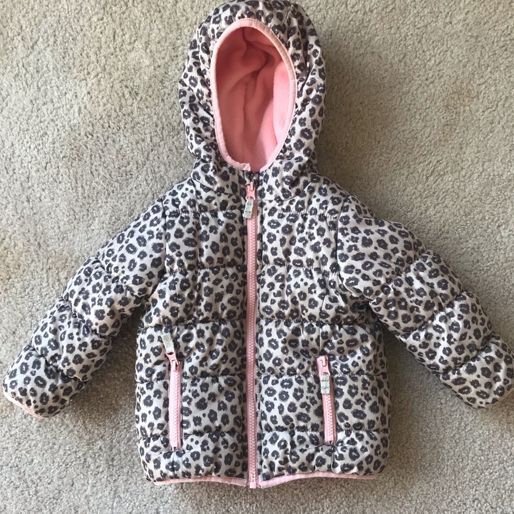 Leopard and pink toddler girl coat